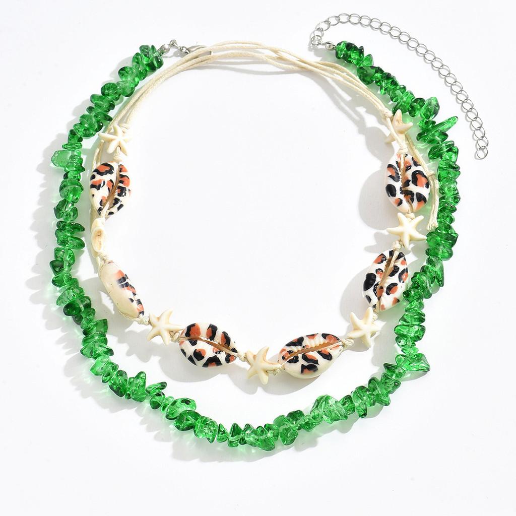 Handmade Shell Pendant Necklace With Multilayer Chain Natural Beach Jewelry For Women