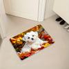 Cute puppy pattern non-slip welcome carpet lying on the autumn maple leaves