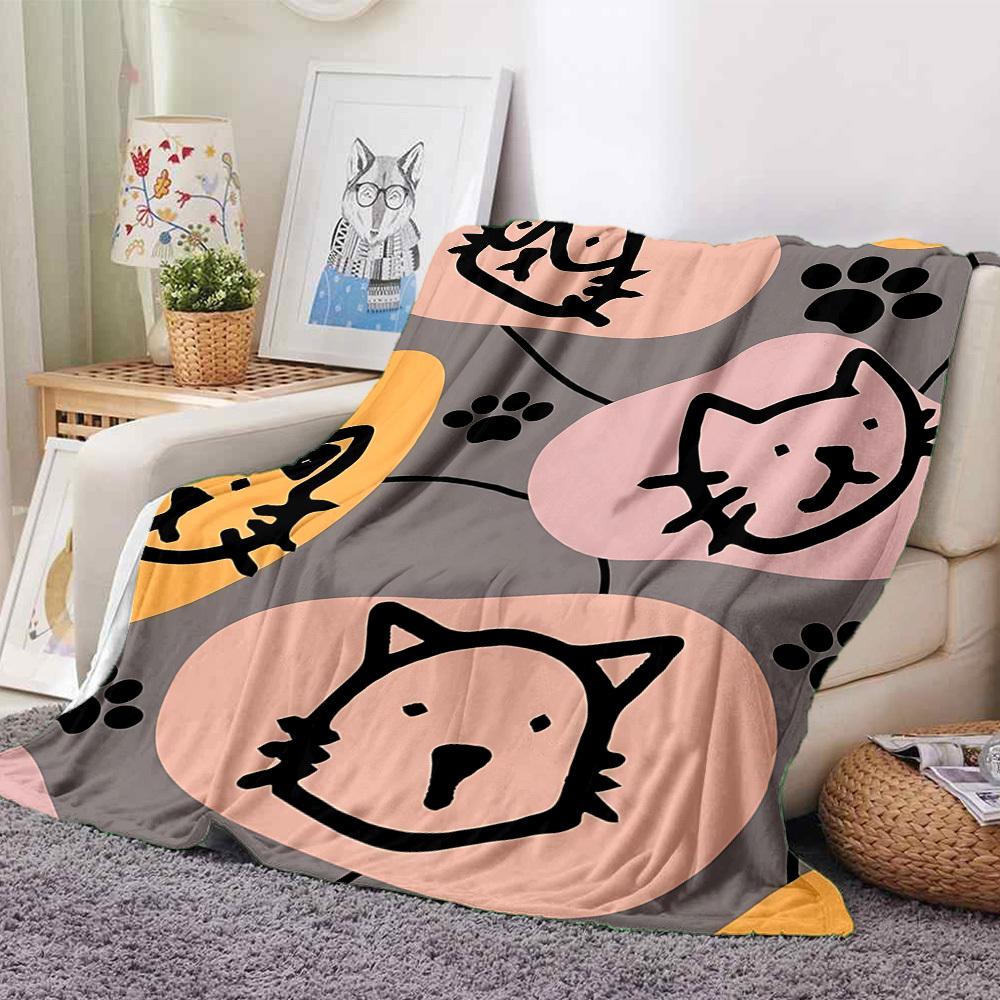 1pc Cat Faces Blanket Warm, Cozy, And Soft, Suitable for Sofas, Beds, Cars, And Office Use.Perfect for Camping And Travel, Making It a Great Gift for
