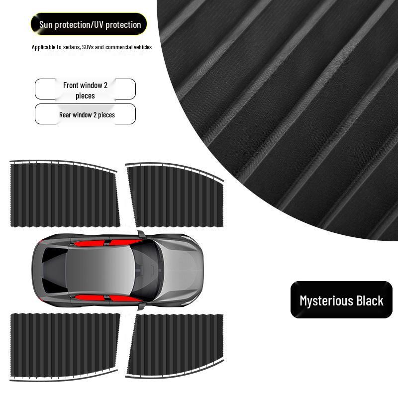 Magnetic Car Sunshade Curtain with Telescopic Track for Privacy