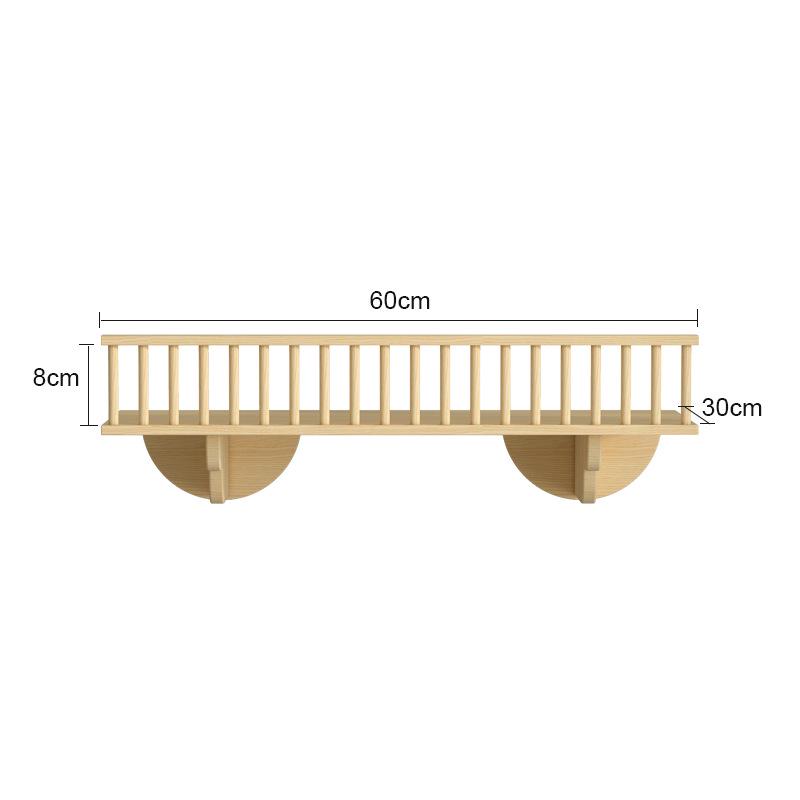 Wall-Mounted Solid Wood Cat Tree with Scratching Board and Jumping Platform