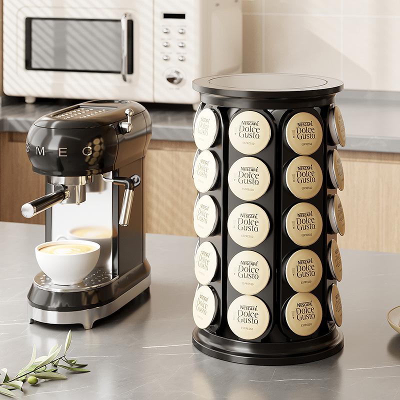 K Cups Holder Carousel Stand 40 Pods Storage Rack Rotating Coffee Capsule Organizer 360-Degree Rotating Coffee Pods Holder