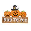 2Pcs Creative Halloween Gnomes Pumpkin Witch Figurines Wooden Block Table Sign For Festives Home Shelf Tiered Tray Decors