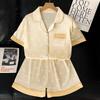 Summer Women's Pajama Set Luxury Satin Silk Pyjamas Short Sleeve Dot Print Sleepwear Casual Two-piece Set Home Clothes for Women
