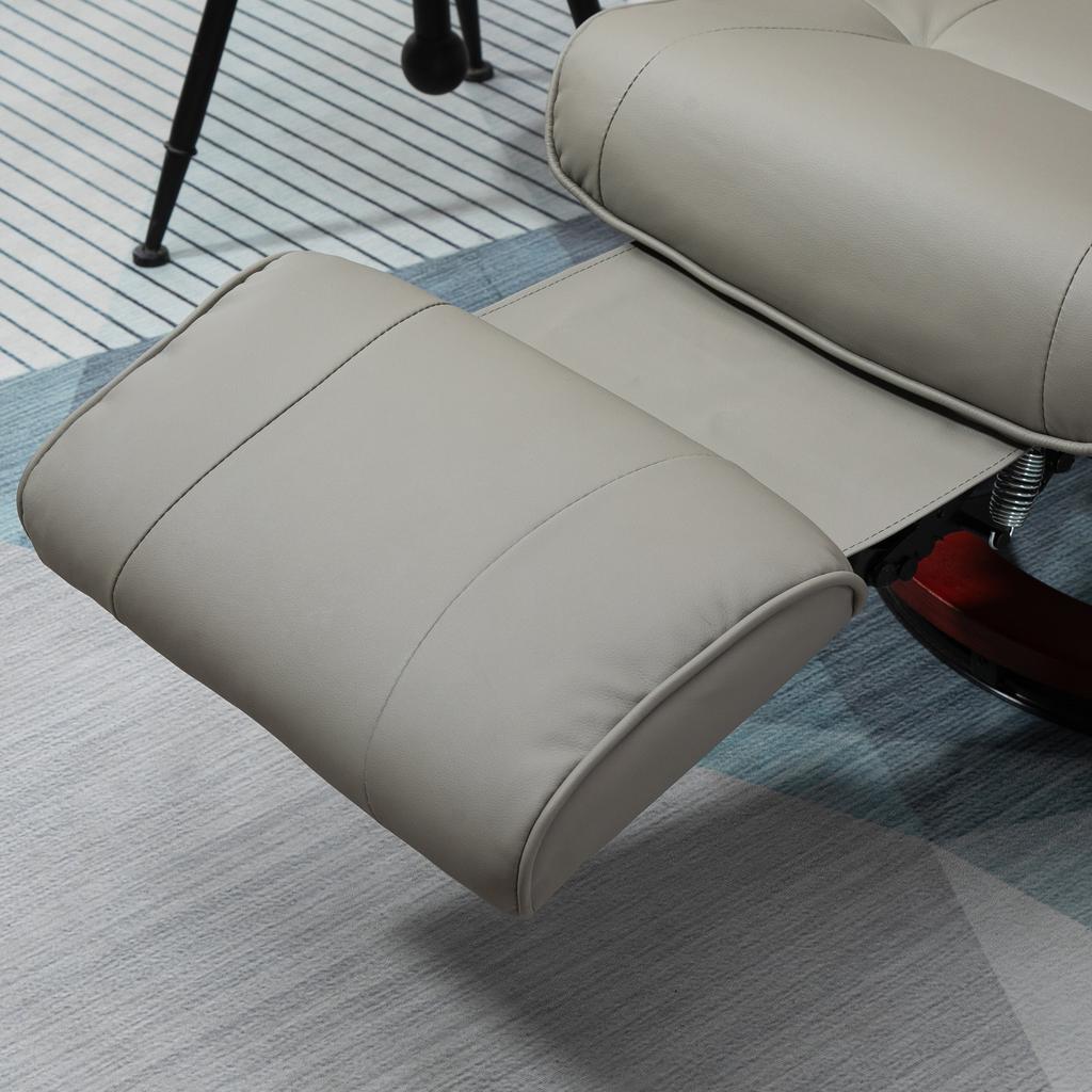 Recliner Chair TV Chair Lounge Chair Faux Leather 360 degrees Swivel Chair 145 degrees Reclining Grey 78 x 87 x 100 cm