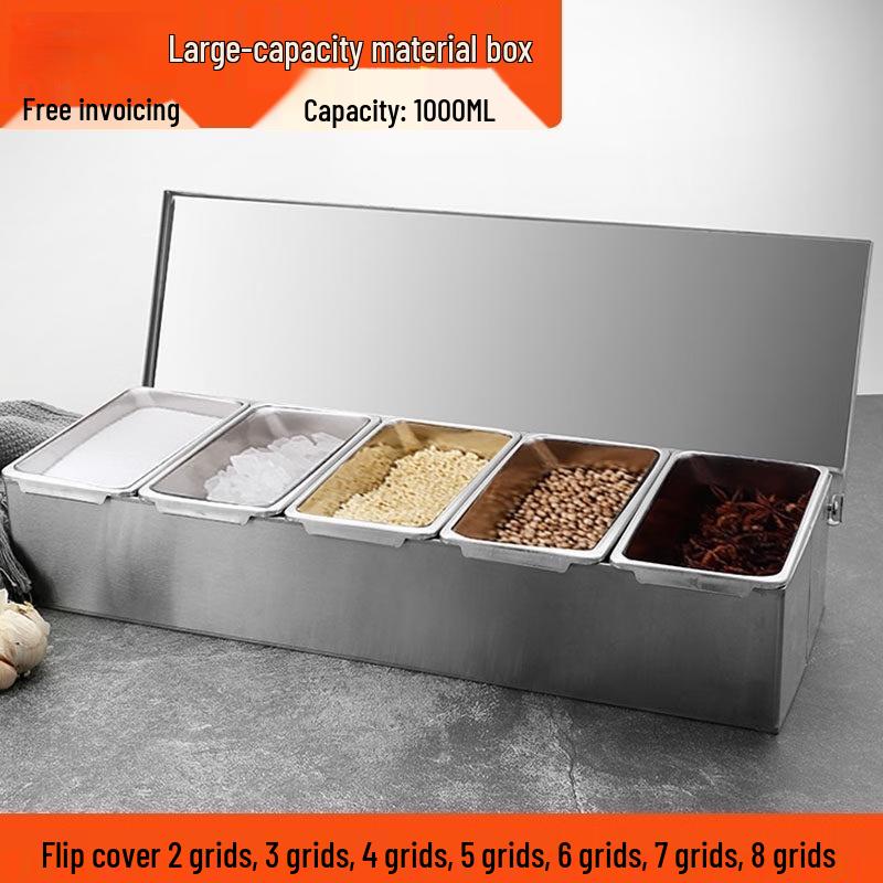 

HUALEAI Stainless Steel Multi-Compartment Condiment Box