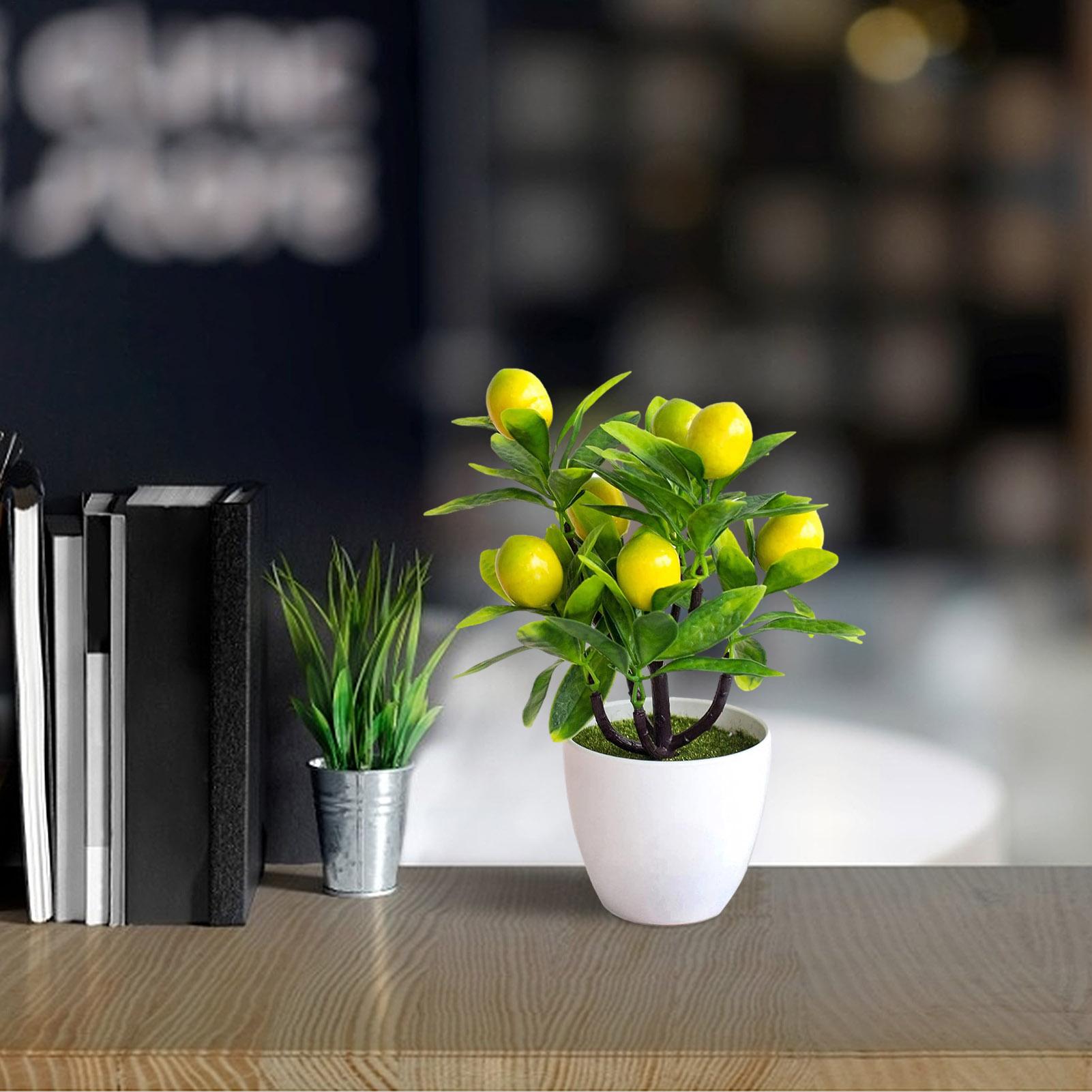 

Artificial Fruits Lemon Simulated Bonsai Artificial Lemon Tree Mini Potted Realistic Fake Desk Plant for room kitchen party China Mainland