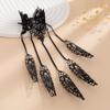 Ingemark Goth Black Lace Nail Finger Wrist Chain Rings for Women Vintage Connecting Hand Bracelet Halloween Jewelry Gift New