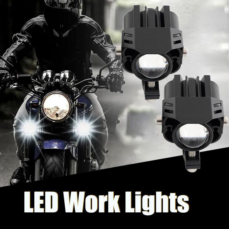 90W LED Motorcycle Headlight Yellow White Hi/Lo Spot Light Driving Fog Lamp Pair