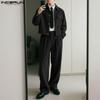 INCERUN 2PCS Autumn Men Lapel Neck Corduroy Long Sleeve Shirt Long Straight Pants Sets Outfits