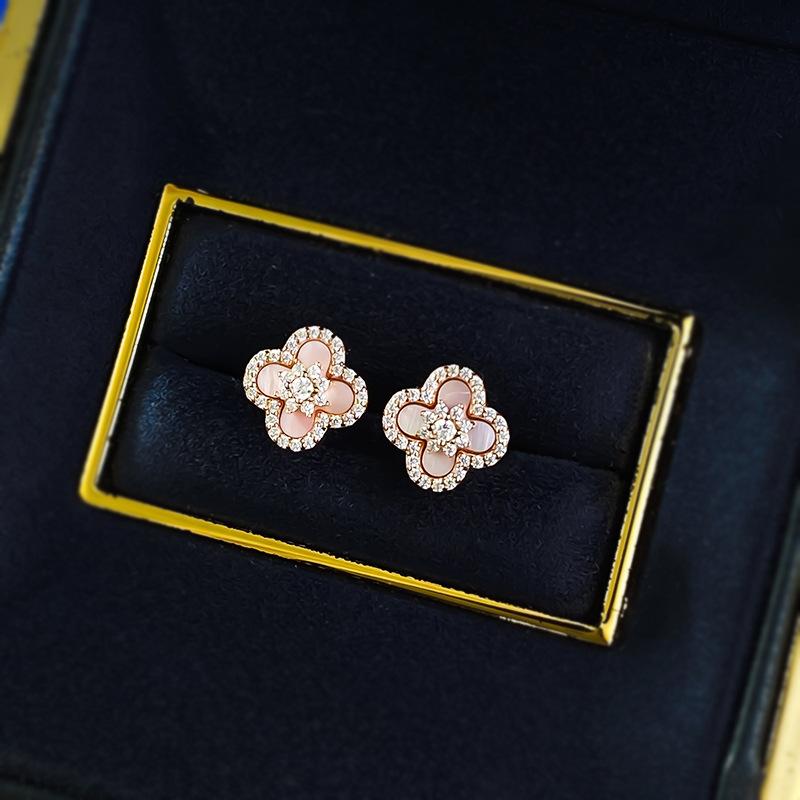 Jewelry Pure Light Luxury Four-Leaf Clover Earrings Daily Temperament