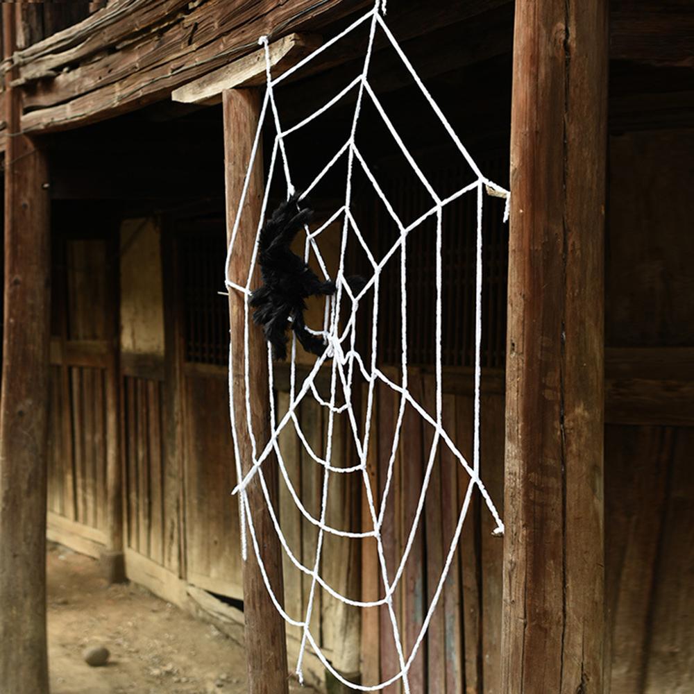 150/250cm Black White Halloween Spider Web Party Bar Layout Props Trick Toy Plush Spider Decoration Supplies Horror Prop