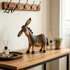 Distressed Wood Texture Figurine Rustic Donkey Figurine Vintage Farm Style Animal Statue Whimsical Tilted Unique Gifts for Friends Head Ornament