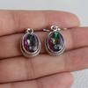 Mystische Topas Ohrringe, Oval 925 Sterling Silber, Handgefertigter Edelsteinschmuck