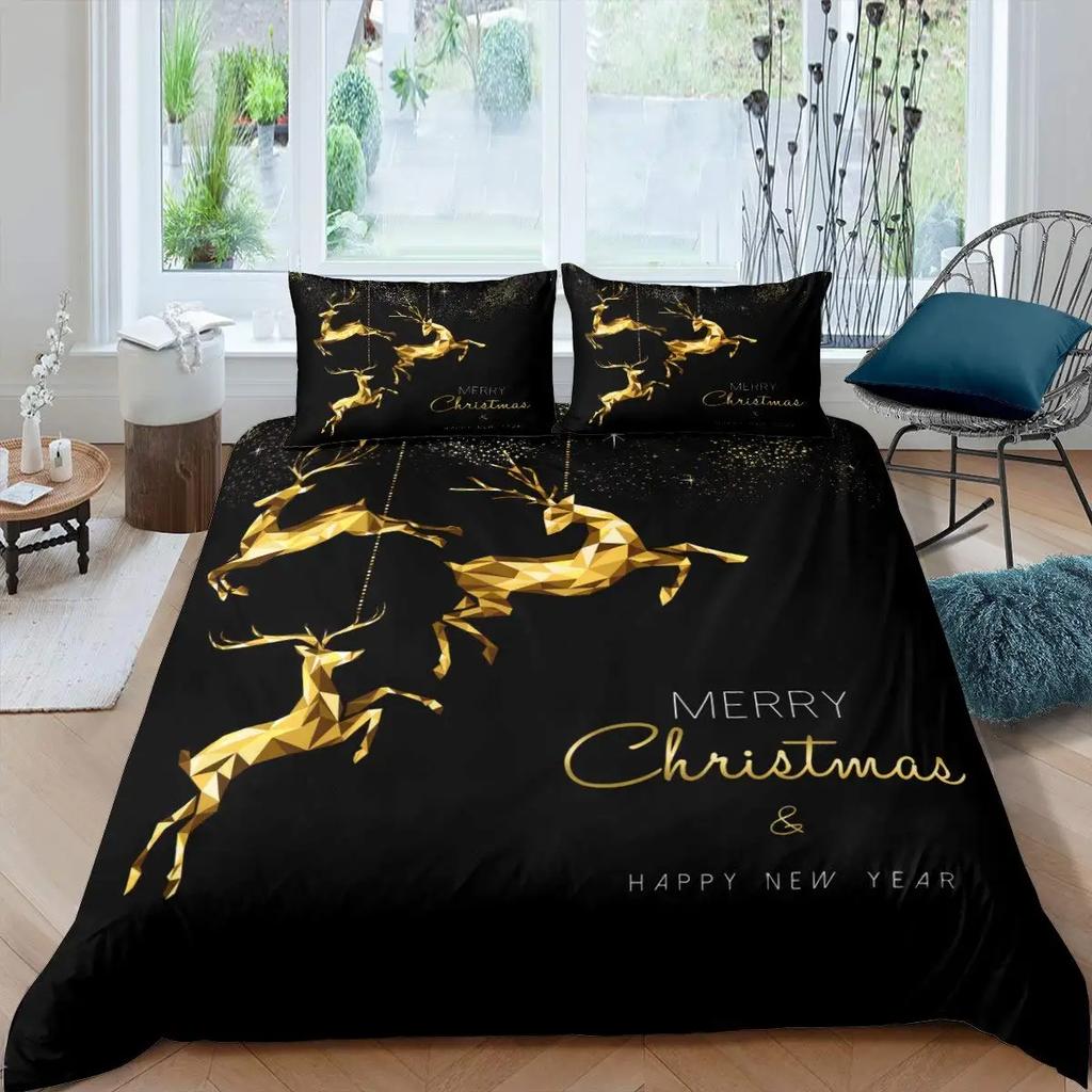 Teal Deer Duvet Cover Set Deer Antlers Bedding Sets Butterfly Safari Animals Comforter Cover Elk Wildlife Christmas Quilt Cover