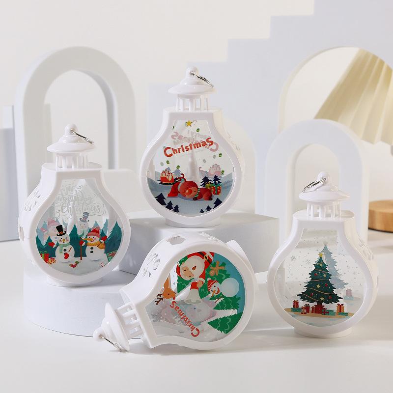 Christmas Candle Wind Lamp Table Ornaments Lamp Night Lamp Old Man Snowman Santa Claus Elk Christmas Gift Light Decorative Light