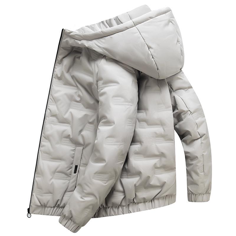 Men's Down Jacket Winter Fashion Casual All-match Youth Warm Short Hooded Solid Color White Duck Down Jacket