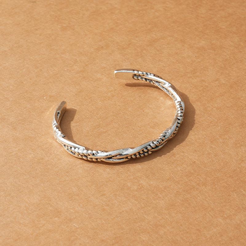 Retro Metal Twist Weave Open Design Bracelet