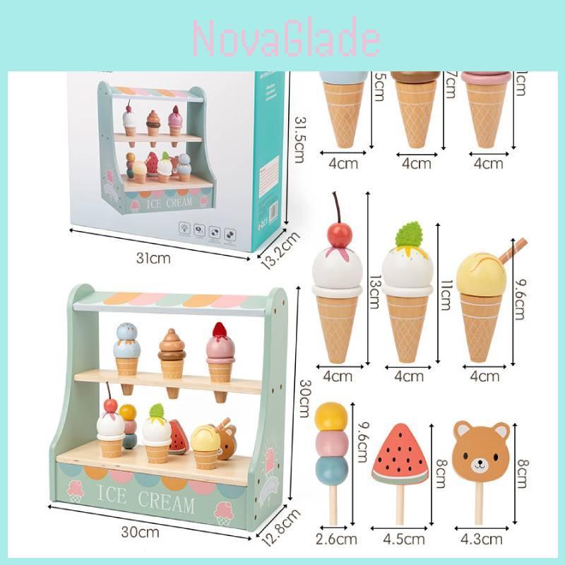 Simulated Ice Cream Shop Toy For Children With Wooden Food Accessories And Role Play Scenario