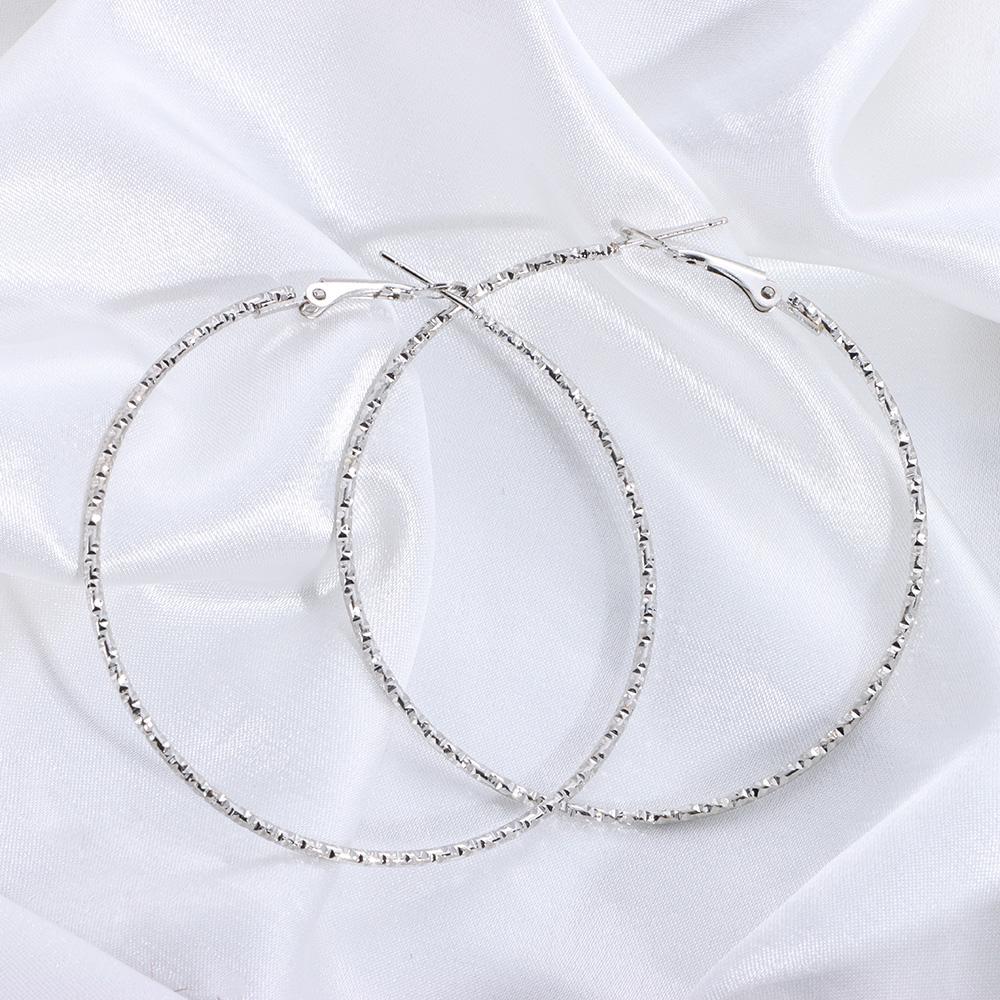 Fashion Metal Geometrical Big Circle Earrings Shiny Print Party Jewelry Hoop Earrings