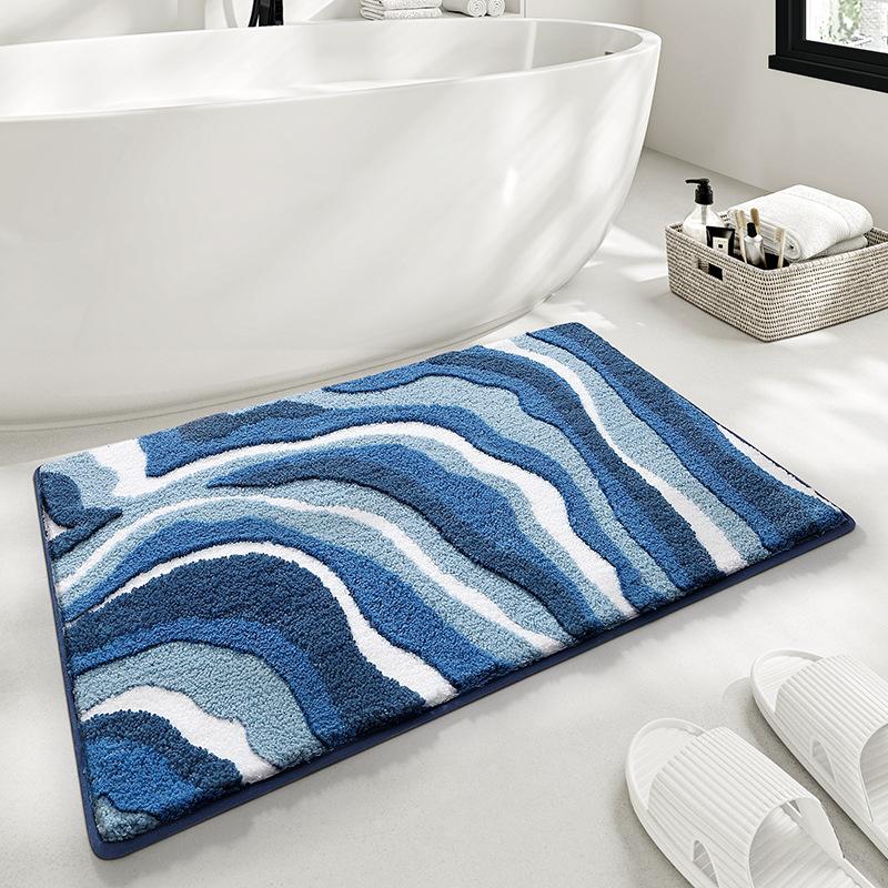 Nordic Fluffy Bath Mat - Super Soft & Thickened, High Absorbency Quick Dry, Flocked Microfiber, Bathroom Rug for Home Decor