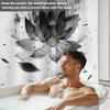 Black And White Lotus Shower Curtain Japanese Anime Floral Shower Curtains For Mens Bath Curtain Set, Waterproof Cloth Fabric