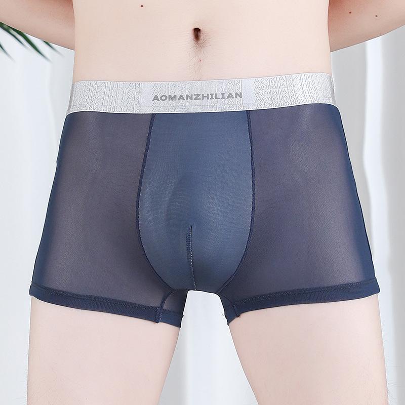 Men's Underwear Ice Silk Summer Thin Section of Non-marking Pants Male Youth Boxer Shorts Quick-drying Breathable Shorts Head