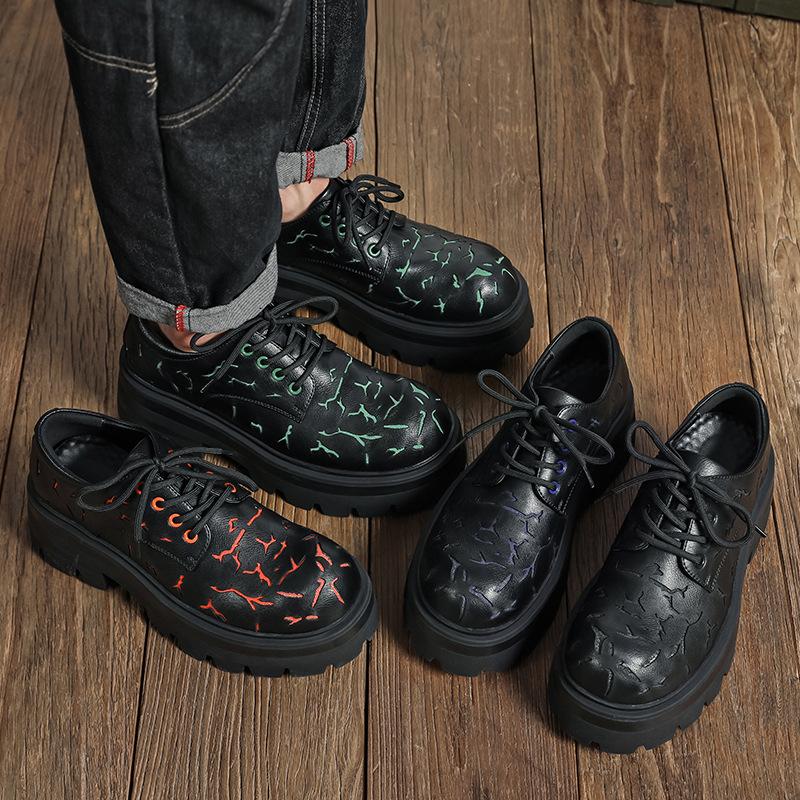 Derby Shoes Men's Autumn Low-top Niche Martin Shoes Platform Black Tooling Shoes British Casual Small Leather Shoes 2905-M