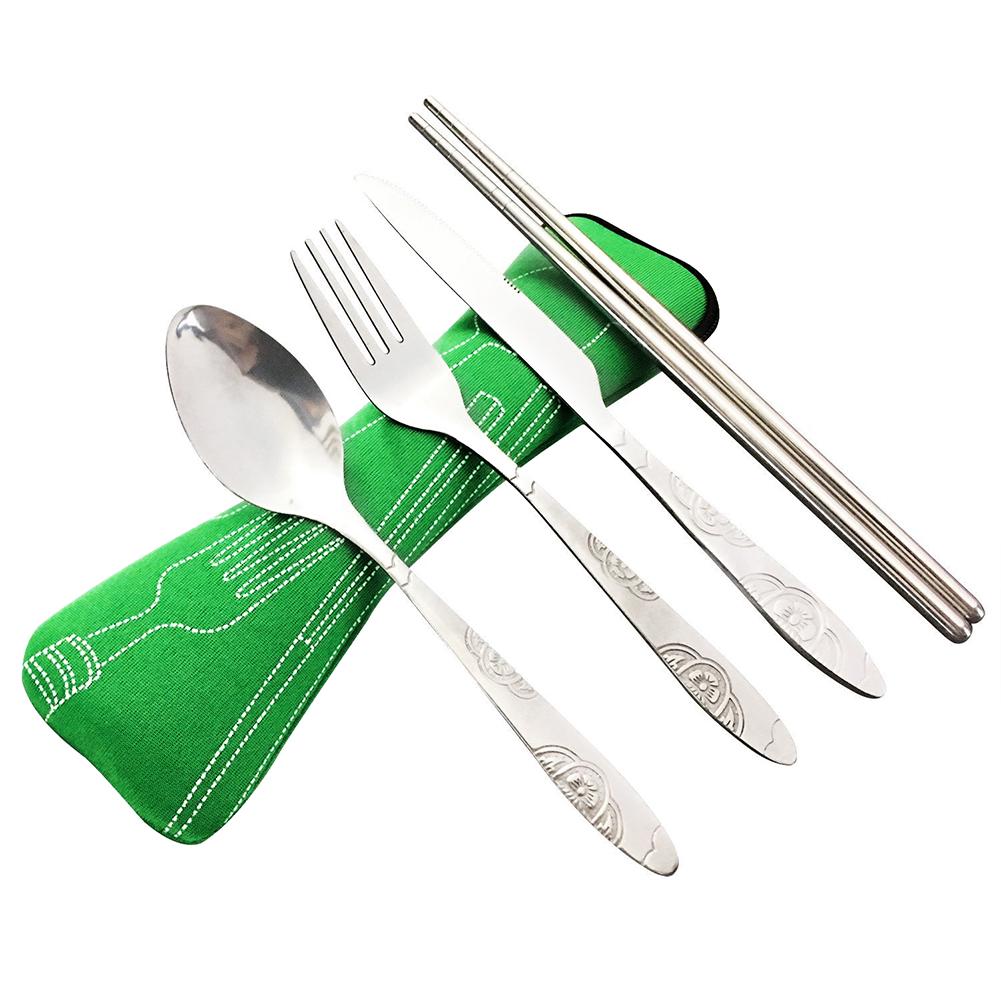 Portable Lunch Tableware Cutlery Set Stainless Steel Spoon Fork Cutter Chopsticks Travel Outdoor