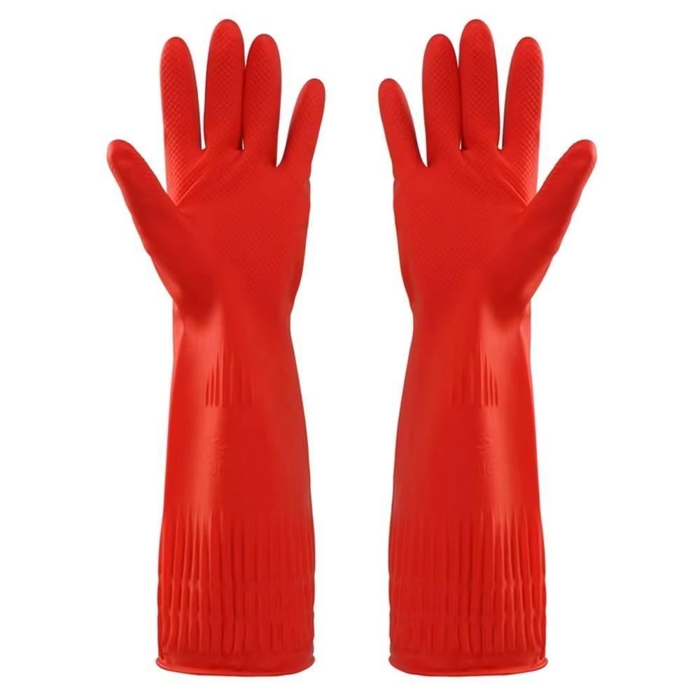 Extra Long Cuffs Rubber Cleaning Gloves 30/38/45cm Oil Resistant Mitts  Work