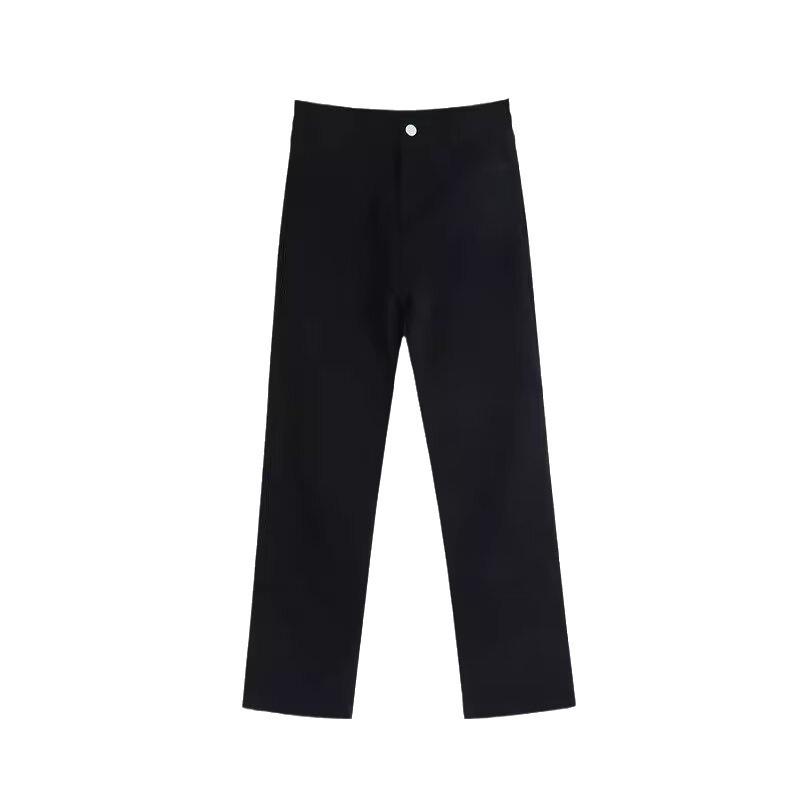 2024 Spring/Autumn Black Slimming Straight-Leg Jeans for Women - Petite, Loose, Casual, Versatile, Nine-Point Length