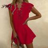 Lace Dress Women Hollow Out Summer Flower Pattern A-Line for Daily Wear Mini