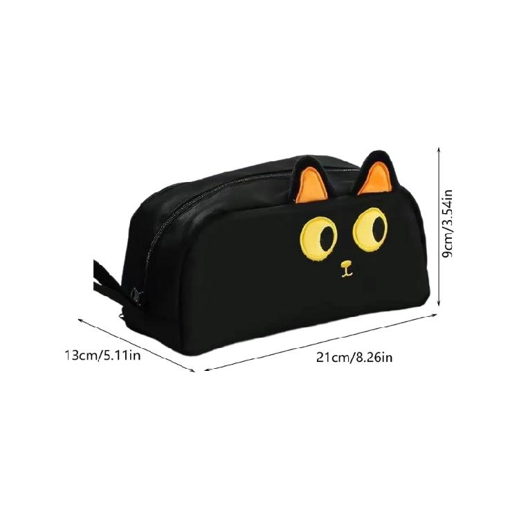 Embroidered Polyester Cloth Pencil Bag High Capacity Pencil Case Zippered Travel Makeup Storage Bag for Student Women