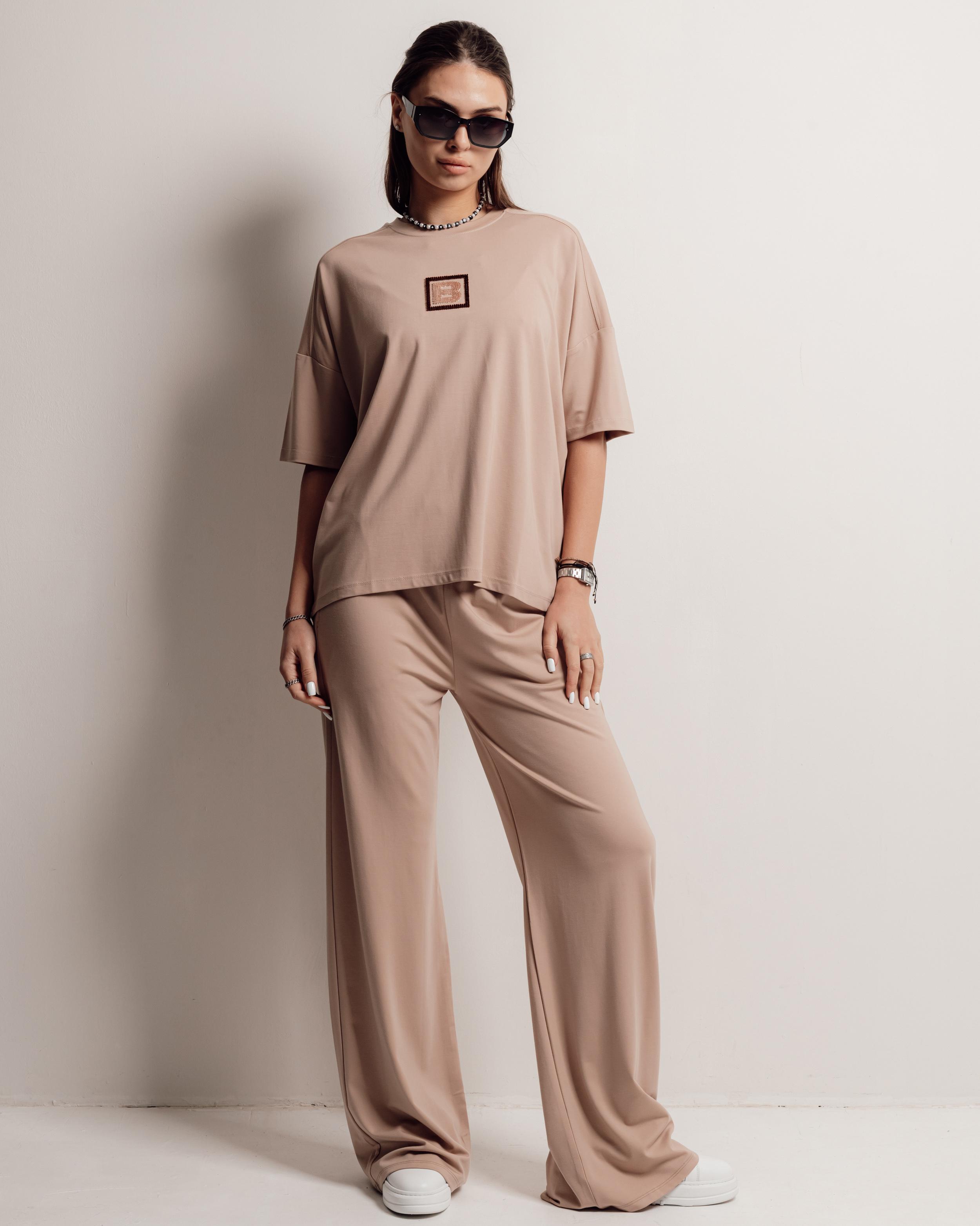 

Women s suit Butella 16489 M beige (T-shirt, pants) XL бежевий