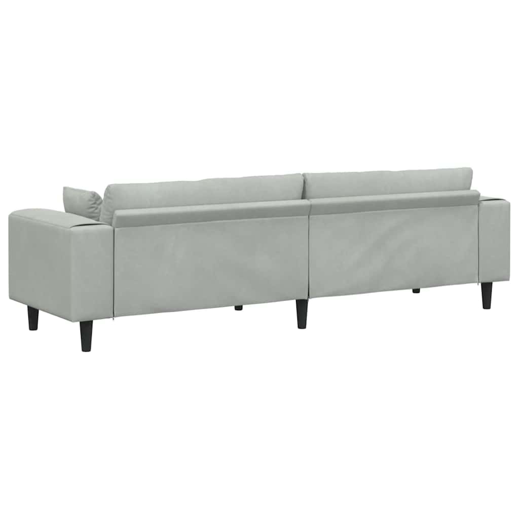 Sofa Light Grey 250 X 77 X 76 Cm Velvet