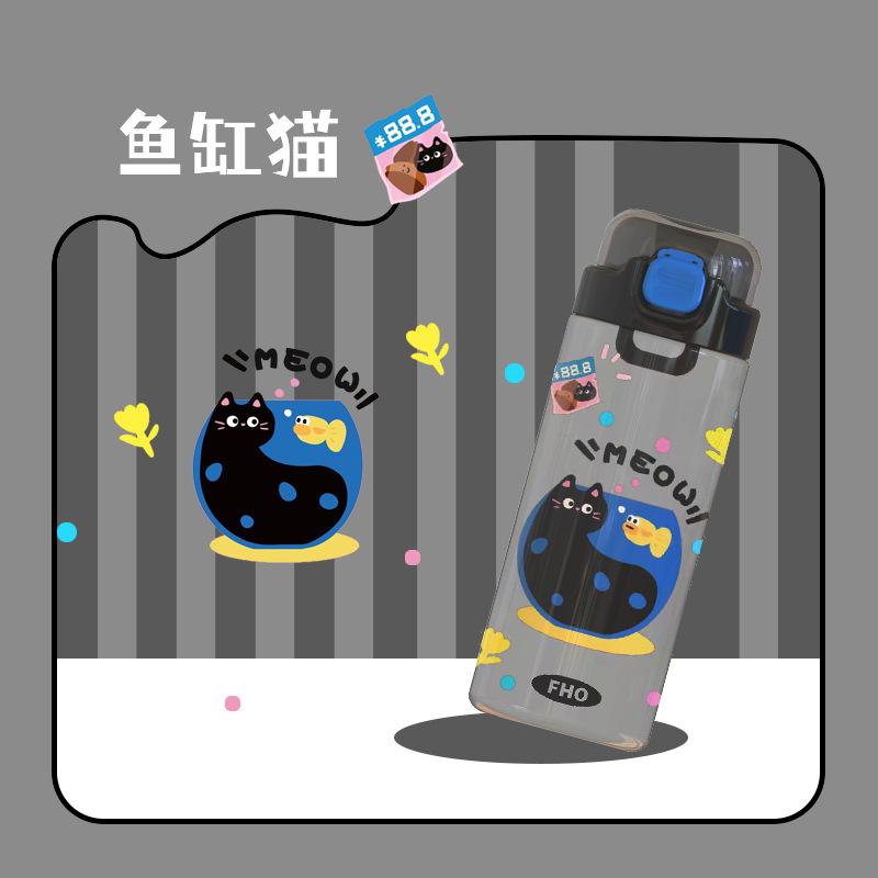 Water bottle Children's water cup Boys and girls high value plastic cup Summer school special straw cup Cute cartoon kettle