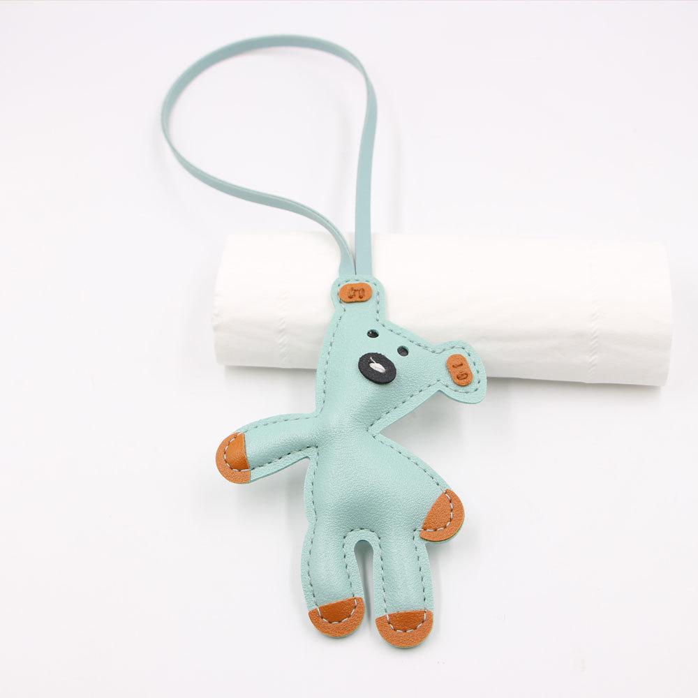 In Stock Cartoon Teddy Bear Leather Bag Pendant with Lanyard Accessories