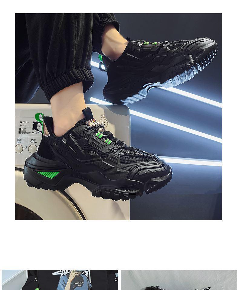 Men's 2025 New Autumn Breathable Running Shoes - Stylish Black Sports Casual with Height Increase