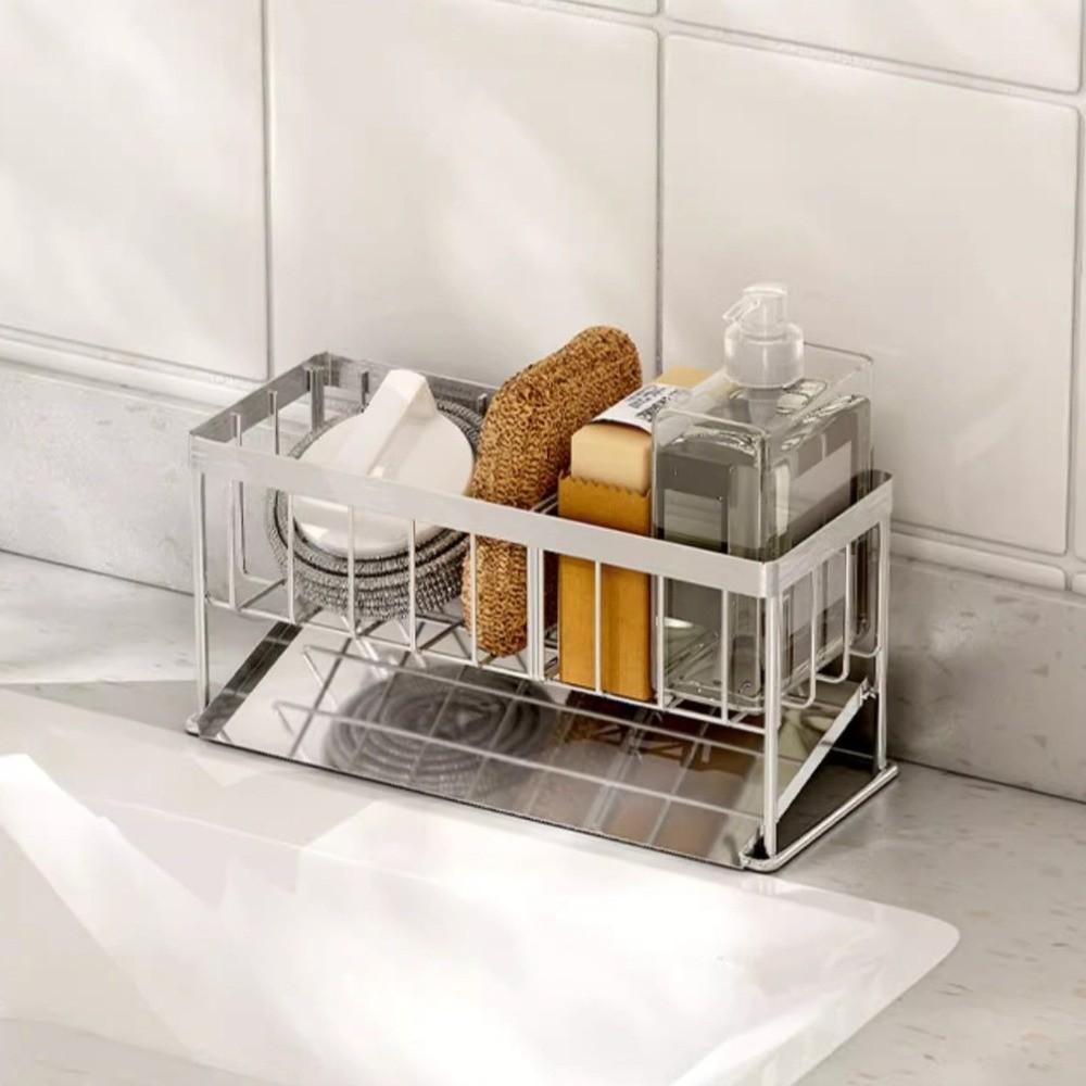 Stainless Steel Automatic Drainage Drain Rack Space-Saving Kitchen Sink Organizer  Bathroom