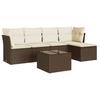 6 Piece Garden Sofa Set with Cushions Brown Poly Rattan