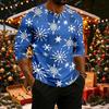 Men's Casual Shirt with Raglan Three-Quarter Length Sleeves Christmas Print Pullover