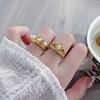 Medieval Vintage Hollow Lace Crown Colored Treasure Ring Women'S Retro Light Luxury High-End Niche Ring