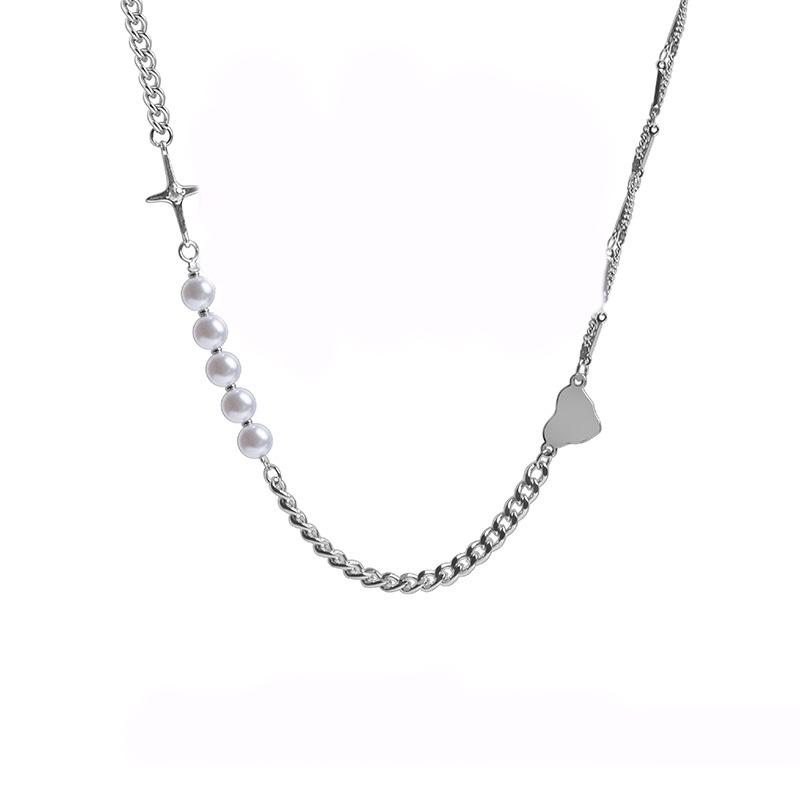 

New sweater glitter pearl versatile necklace women s summer sweater chain Spice girl tide ins hip hop collarbone chain