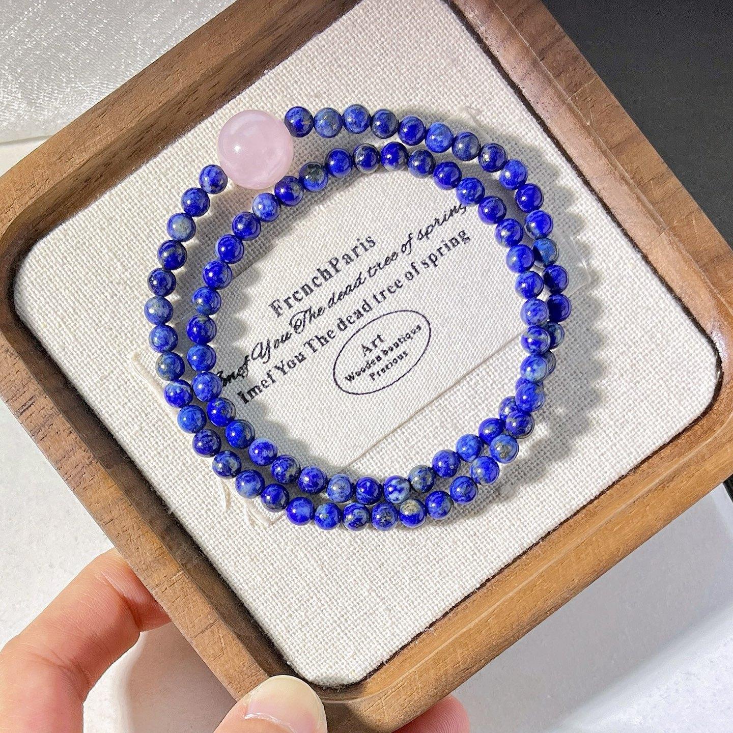 4Mm Natural Lapis Lazuli Powder Crystal Multi-Circle Design Bracelet Bracelet.