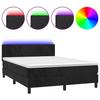 Exclusive House - Bed Slatted Base with LED Mattress Black 140x190cm Velvet