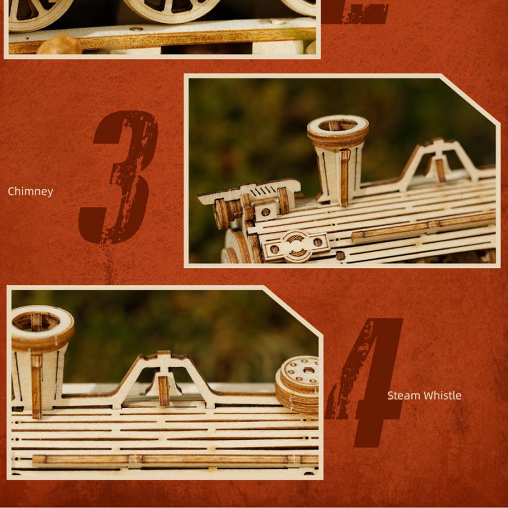 Locomotive 3D Car Wooden Puzzle Scale Model,DIY Model Kit, Handcraft Gift,Home Decoration,Mechanical Model Kit, Building Toy