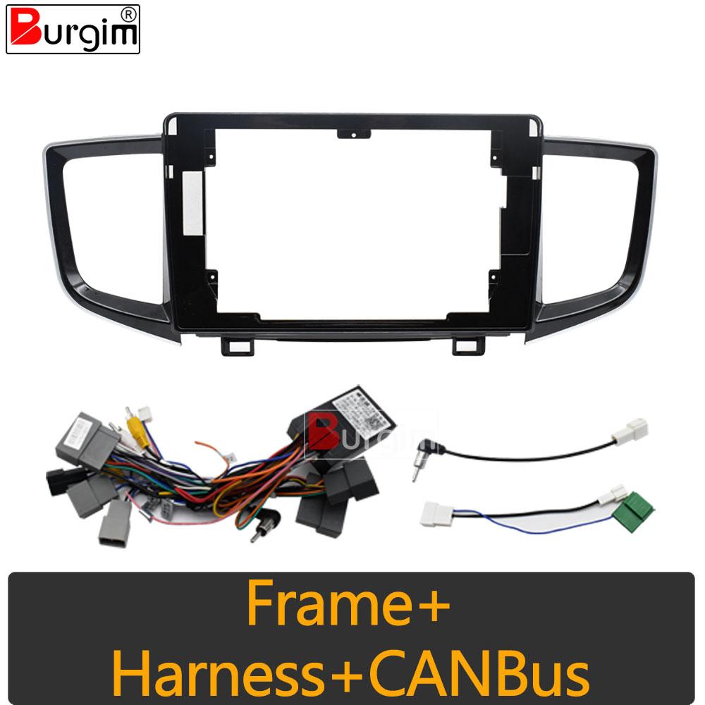 Car Radio Fascias Frame For Honda Pilot 2015- 10 Inch 2DIN Stereo Panel Wiring Harness Connector Power Cable Canbus Decoder