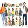 Cute Cat Characters Blanket Cozy Soft Bed Sofa Throw Lightweight Blanket for Cat Lovers Perfect Gift for Birthdays and Special O