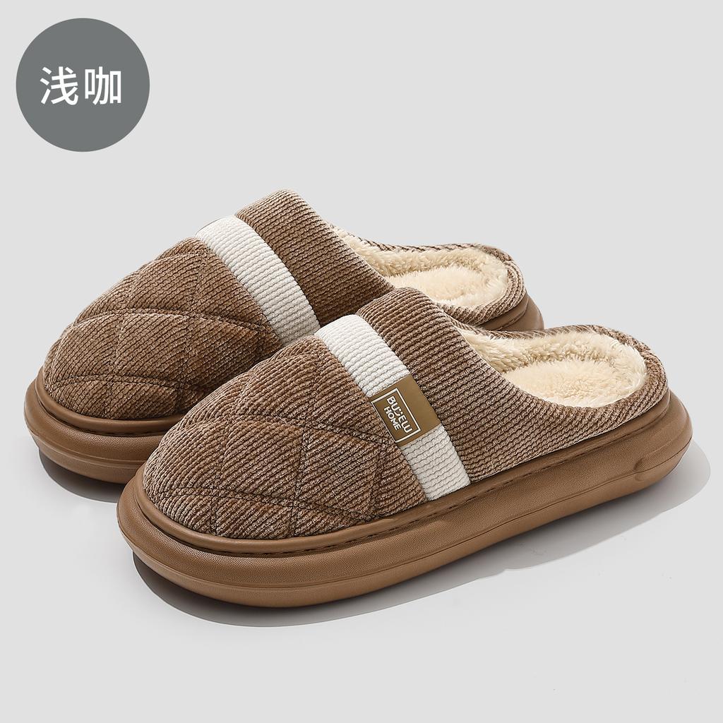 Winter Baotou Cotton Tugs Home Warm Fleece Comfortable Couples Indoor Home Non-slip Cotton Slippers