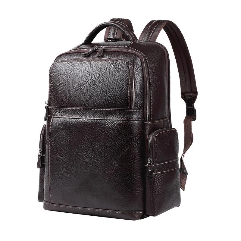 SCHWARZETIENNE Men's Premium Leather Business Laptop Backpack